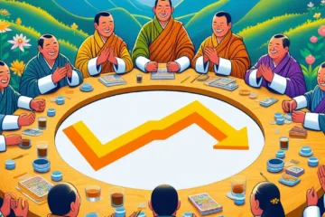 Members of Bhutan's government, sitting round a table examining their happiness index.